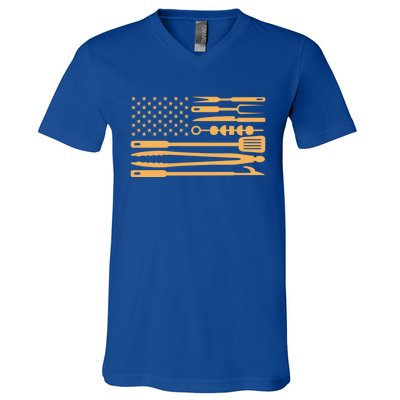 Usa Bbq Flag Gift Bbq Gift V-Neck T-Shirt