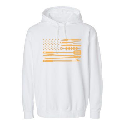 Usa Bbq Flag Gift Bbq Gift Garment-Dyed Fleece Hoodie