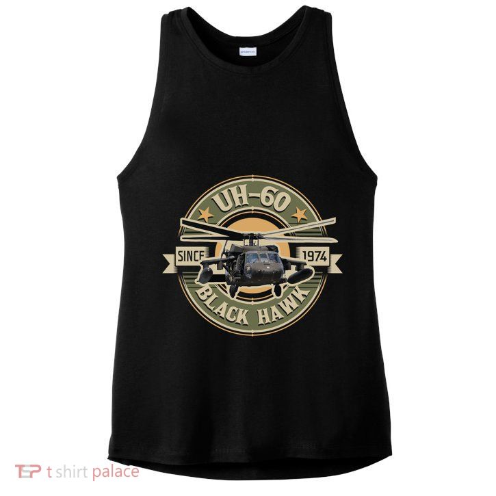 Uhgift60 Blackhawk Gift Assault Helicopter Pilot Aviation Gift Ladies PosiCharge Tri-Blend Wicking Tank