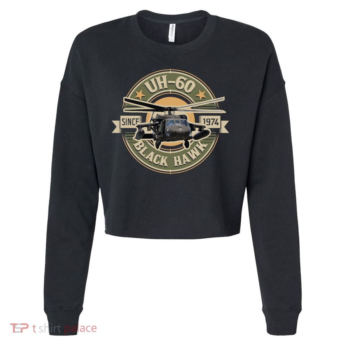 Uhgift60 Blackhawk Gift Assault Helicopter Pilot Aviation Gift Cropped Pullover Crew