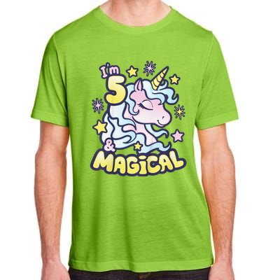 Unicorn Birthday Gift For 5 Year Old I Am 5 And Magical Adult ChromaSoft Performance T-Shirt