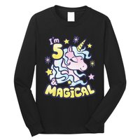 Unicorn Birthday Gift For 5 Year Old I Am 5 And Magical Long Sleeve Shirt