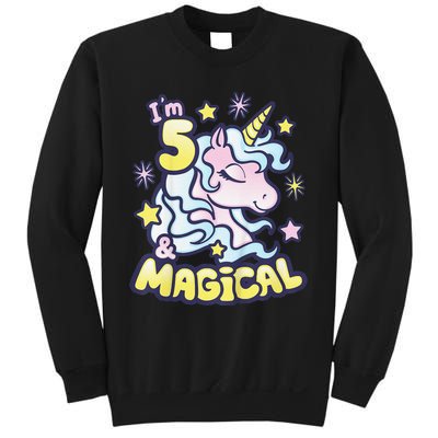 Unicorn Birthday Gift For 5 Year Old I Am 5 And Magical Sweatshirt