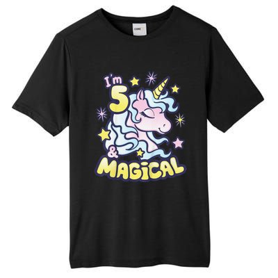 Unicorn Birthday Gift For 5 Year Old I Am 5 And Magical Tall Fusion ChromaSoft Performance T-Shirt