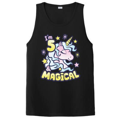 Unicorn Birthday Gift For 5 Year Old I Am 5 And Magical PosiCharge Competitor Tank