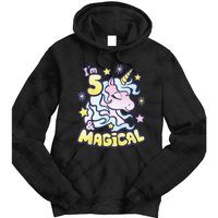 Unicorn Birthday Gift For 5 Year Old I Am 5 And Magical Tie Dye Hoodie