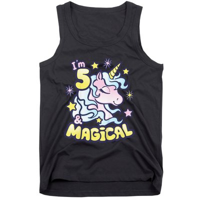 Unicorn Birthday Gift For 5 Year Old I Am 5 And Magical Tank Top