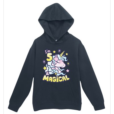 Unicorn Birthday Gift For 5 Year Old I Am 5 And Magical Urban Pullover Hoodie