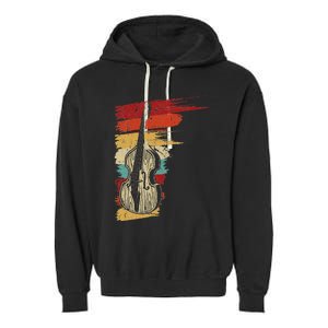 Upright Bass Graphic Retro Double Bass Fiddle Garment-Dyed Fleece Hoodie