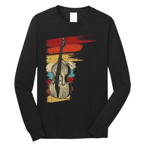 Upright Bass Graphic Retro Double Bass Fiddle Long Sleeve Shirt