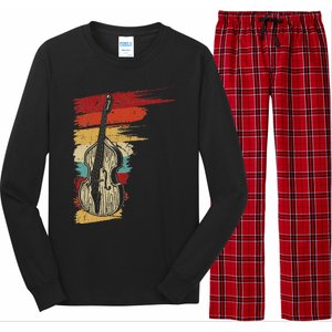 Upright Bass Graphic Retro Double Bass Fiddle Long Sleeve Pajama Set