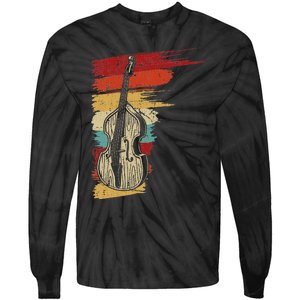 Upright Bass Graphic Retro Double Bass Fiddle Tie-Dye Long Sleeve Shirt