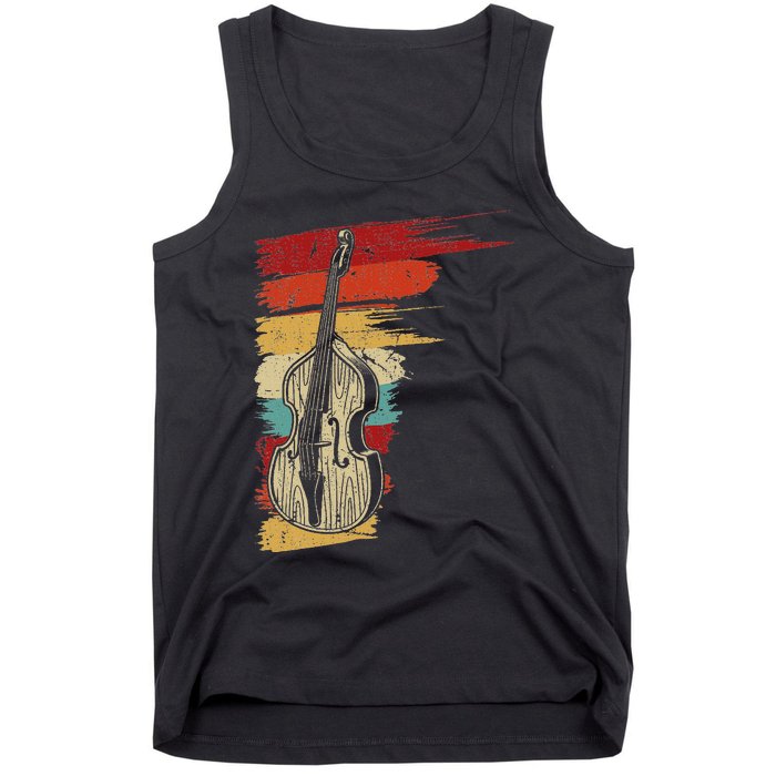 Upright Bass Graphic Retro Double Bass Fiddle Tank Top