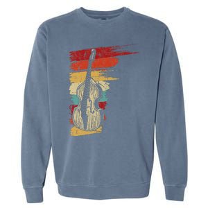 Upright Bass Graphic Retro Double Bass Fiddle Garment-Dyed Sweatshirt