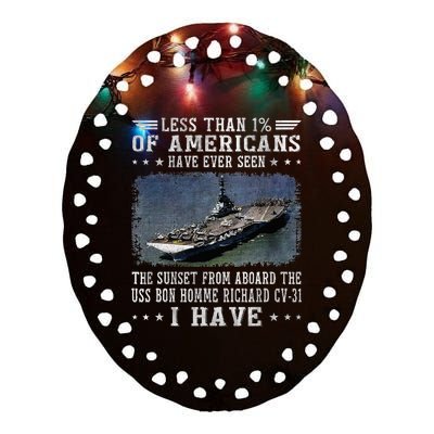 Uss Bon Homme Richard Cv31 Aircraft Carrier Sailor Veteran Ceramic Oval Ornament