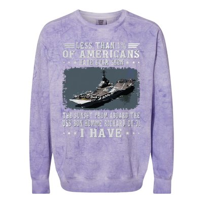 Us Bon Homme Richard Cv31 Aircraft Carrier Sailor Veteran Colorblast Crewneck Sweatshirt