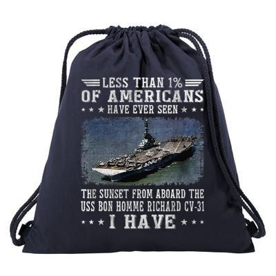 Uss Bon Homme Richard Cv31 Aircraft Carrier Sailor Veteran Drawstring Bag