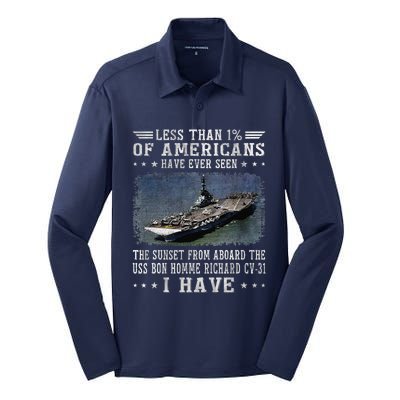 Uss Bon Homme Richard Cv31 Aircraft Carrier Sailor Veteran Silk Touch Performance Long Sleeve Polo