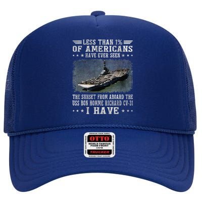 Uss Bon Homme Richard Cv31 Aircraft Carrier Sailor Veteran High Crown Mesh Back Trucker Hat