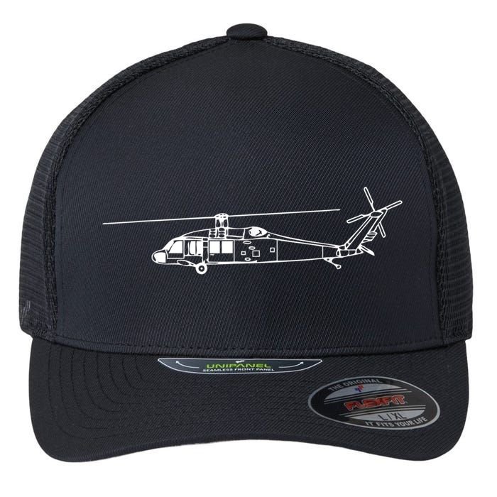 UH60 Blackhawk Helicopter Pilot Or Crew Flexfit Unipanel Trucker Cap