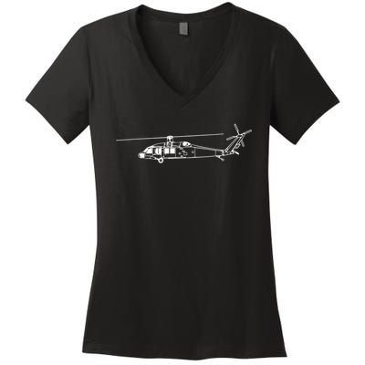 UH60 Blackhawk Helicopter Pilot Or Crew Women's V-Neck T-Shirt