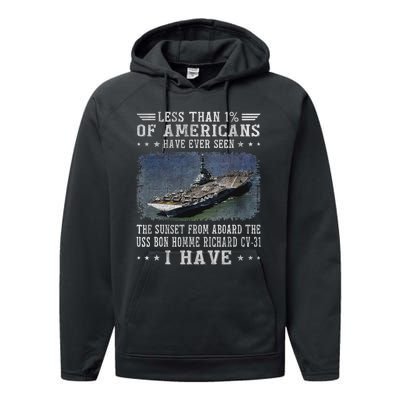 Uss Bon Homme Richard Cv 31 Aircraft Carrier Sailor Veteran Performance Fleece Hoodie