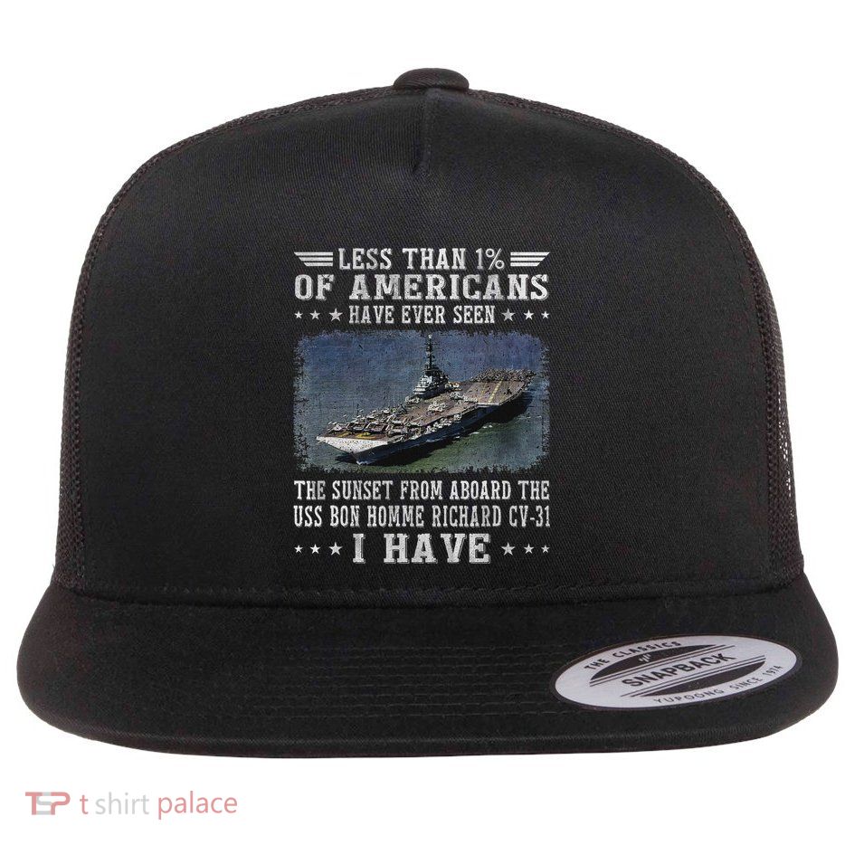 Uss Bon Homme Richard Cv 31 Aircraft Carrier Sailor Veteran Flat Bill Trucker Hat