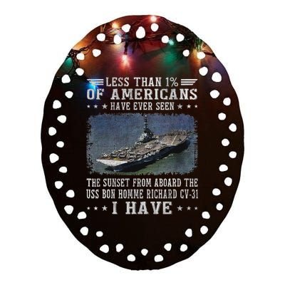 Uss Bon Homme Richard Cv 31 Aircraft Carrier Sailor Veteran Ceramic Oval Ornament