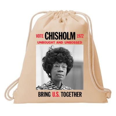 USA Black History Poster UNBOUGHT UNBOSSED Shirley Chisholm Drawstring Bag