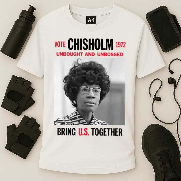 USA Black History Poster UNBOUGHT UNBOSSED Shirley Chisholm Cooling Performance Crew T-Shirt