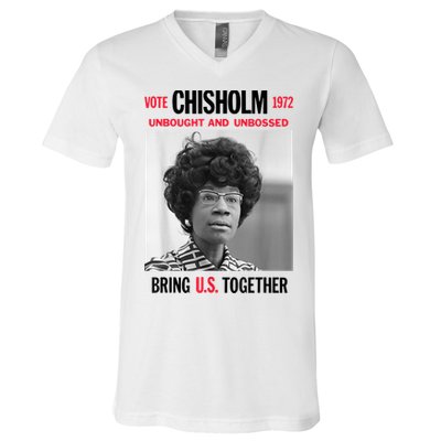 USA Black History Poster UNBOUGHT UNBOSSED Shirley Chisholm V-Neck T-Shirt