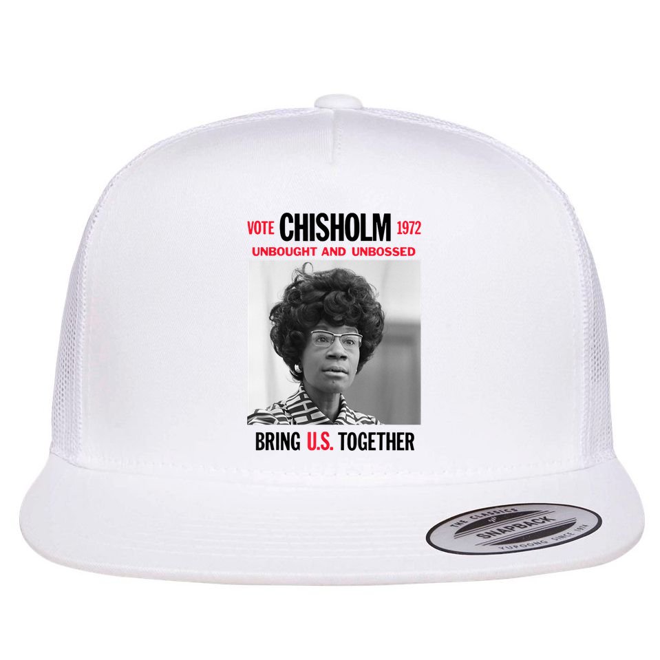 USA Black History Poster UNBOUGHT UNBOSSED Shirley Chisholm Flat Bill Trucker Hat
