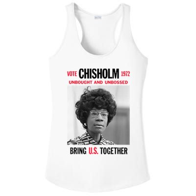 USA Black History Poster UNBOUGHT UNBOSSED Shirley Chisholm Ladies PosiCharge Competitor Racerback Tank