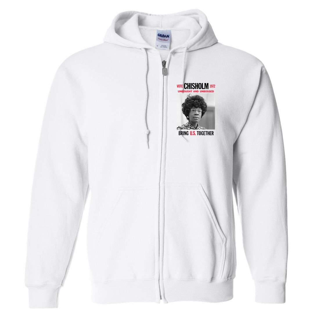 USA Black History Poster UNBOUGHT UNBOSSED Shirley Chisholm Full Zip Hoodie