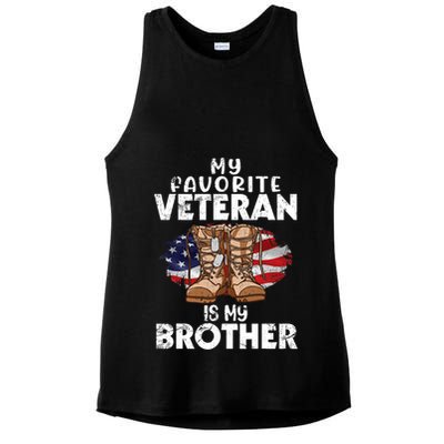 Us Boot Happy Veteran Day My Favorite Veteran Is My Brother Ladies PosiCharge Tri-Blend Wicking Tank