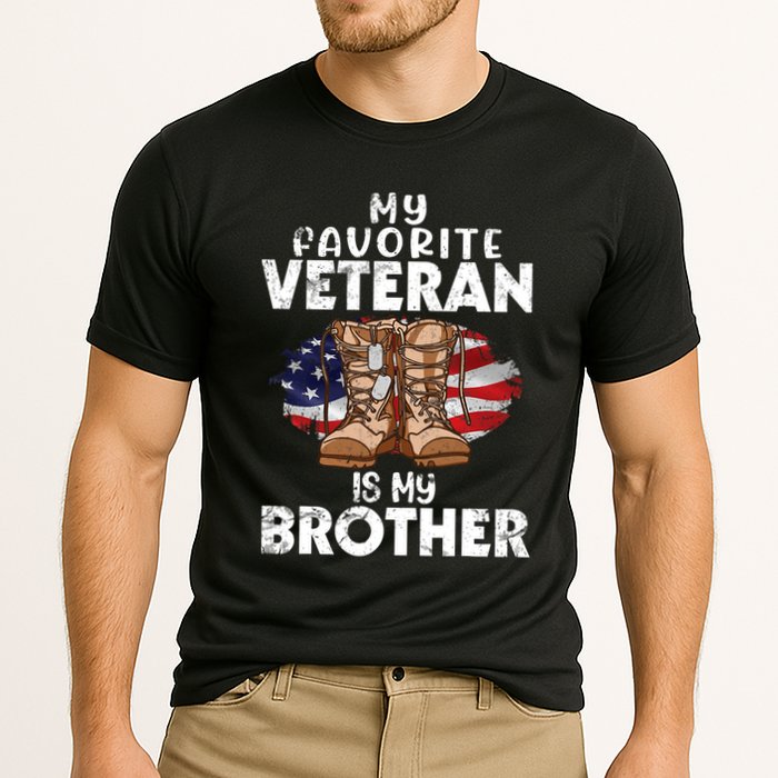 Us Boot Happy Veteran Day My Favorite Veteran Is My Brother Cooling Performance Crew T-Shirt