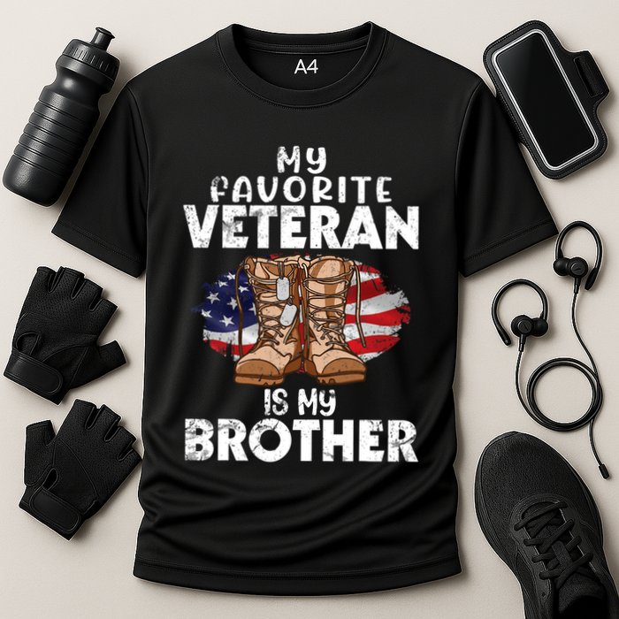 Us Boot Happy Veteran Day My Favorite Veteran Is My Brother Cooling Performance Crew T-Shirt