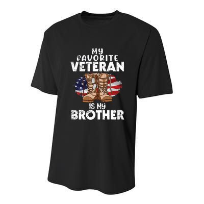 Us Boot Happy Veteran Day My Favorite Veteran Is My Brother Youth Performance Sprint T-Shirt