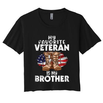 Us Boot Happy Veteran Day My Favorite Veteran Is My Brother Crop Top