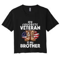 Us Boot Happy Veteran Day My Favorite Veteran Is My Brother Women's Crop Top Tee