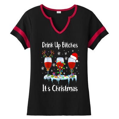 Up Bitch ItS Christmas Adult Humor Xmas Wine Gift Ladies Halftime Notch Neck Tee