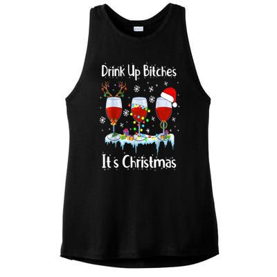 Up Bitch ItS Christmas Adult Humor Xmas Wine Gift Ladies PosiCharge Tri-Blend Wicking Tank