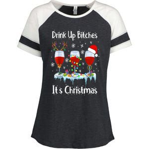 Up Bitch ItS Christmas Adult Humor Xmas Wine Gift Enza Ladies Jersey Colorblock Tee