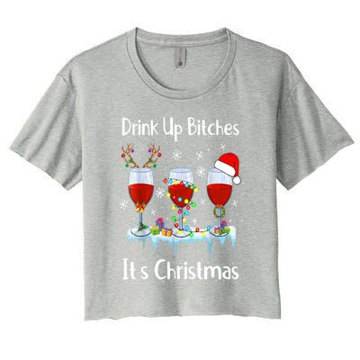 Up Bitch ItS Christmas Adult Humor Xmas Wine Gift Women's Crop Top Tee