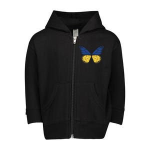 Ukraine Butterfly Illustration Toddler Zip Fleece Hoodie