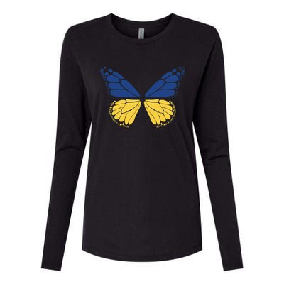 Ukraine Butterfly Illustration Womens Cotton Relaxed Long Sleeve T-Shirt