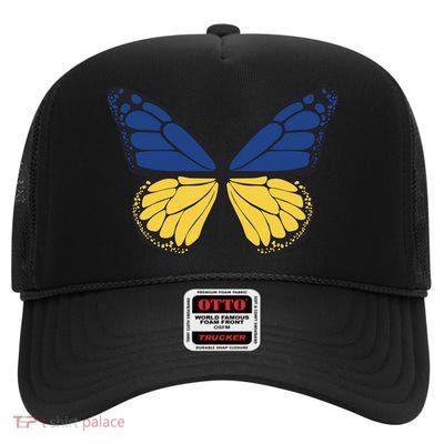 Ukraine Butterfly Illustration High Crown Mesh Back Trucker Hat