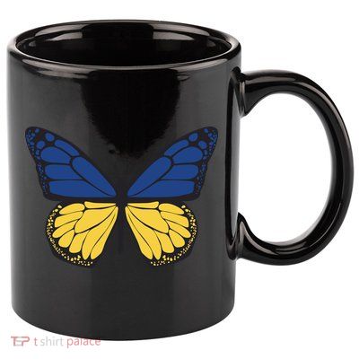 Ukraine Butterfly Illustration 11oz C Handle Ceramic Mug