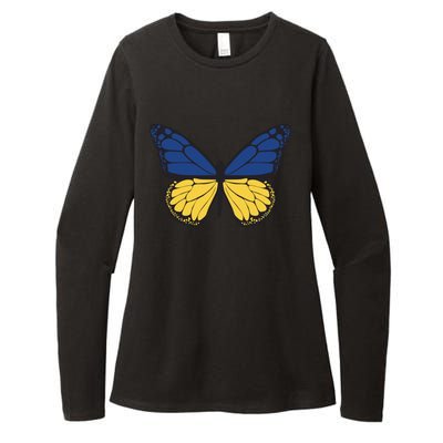 Ukraine Butterfly Illustration Womens CVC Long Sleeve Shirt