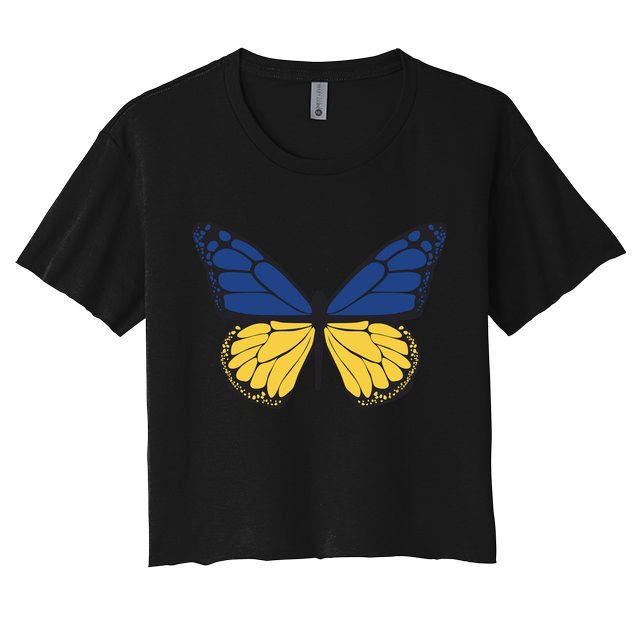 Ukraine Butterfly Illustration Crop Top